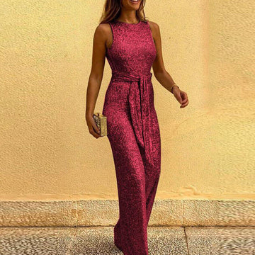 Francesca - Mouwloze jumpsuit met pailletten