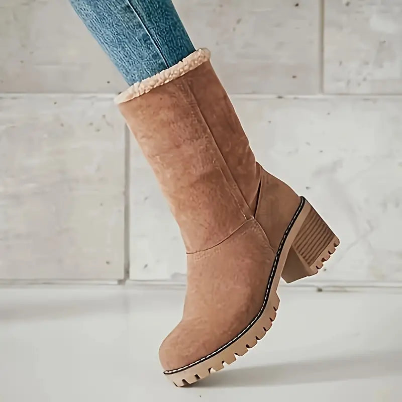 LISELLE | PLUCHE GEVOERDE WINTER PLATFORM ENKELLAARSJES