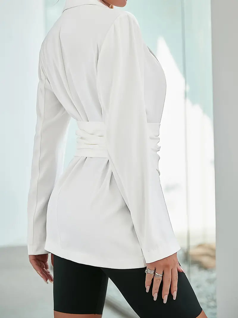 Cornelia - Elegante witte geplooide blazer