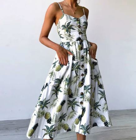 Susan - Zomerse sexy midi-jurk met strandprint