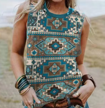 Aiza - Geometrie 3d Druck Western Ethnic Style Tanktops