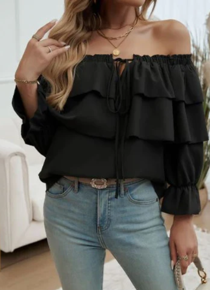 Loretta - Off-the-shoulder top met volants