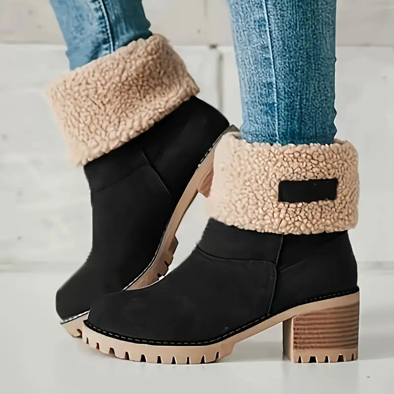 LISELLE | PLUCHE GEVOERDE WINTER PLATFORM ENKELLAARSJES