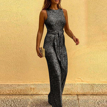 Francesca - Mouwloze jumpsuit met pailletten