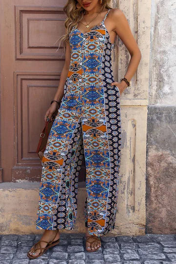 Helen - Cami-jumpsuit met ethische print en V-hal