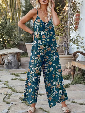 Greta - Mouwloze jumpsuit met print