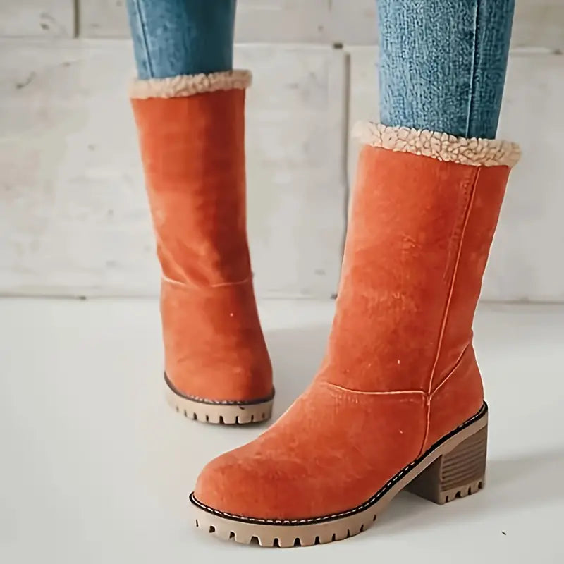 LISELLE | PLUCHE GEVOERDE WINTER PLATFORM ENKELLAARSJES