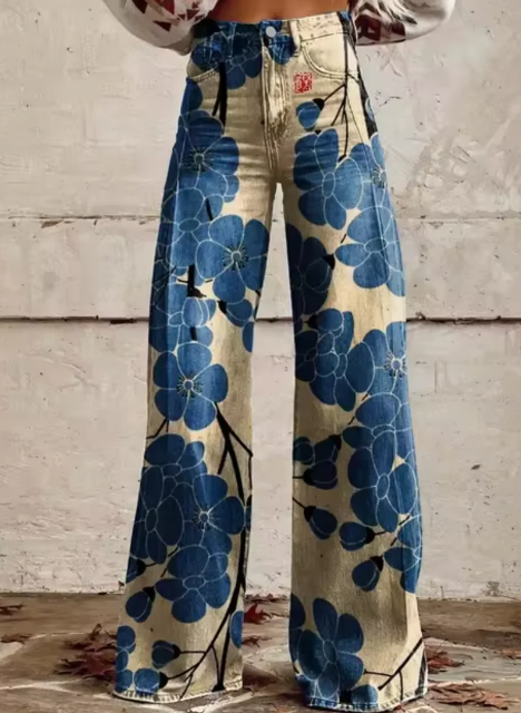 Anzhela - Wijde broek met kleurrijke print