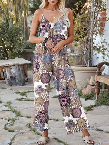 Greta - Mouwloze jumpsuit met print