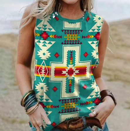 Aiza - Geometrie 3d Druck Western Ethnic Style Tanktops