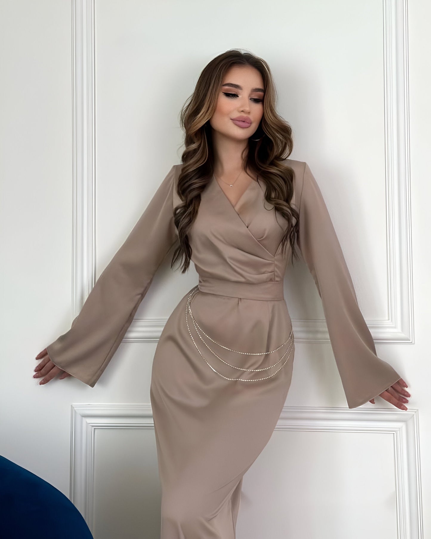 Chryseis | Elegante satijnen maxi jurk