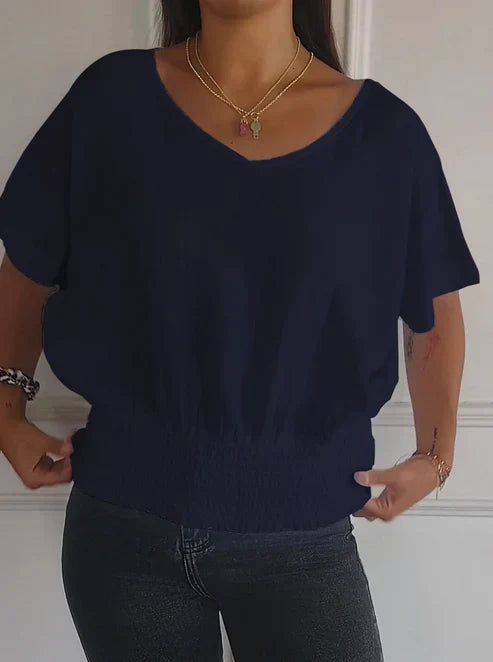 Belinda - T-shirt met V-hals en halve mouwen