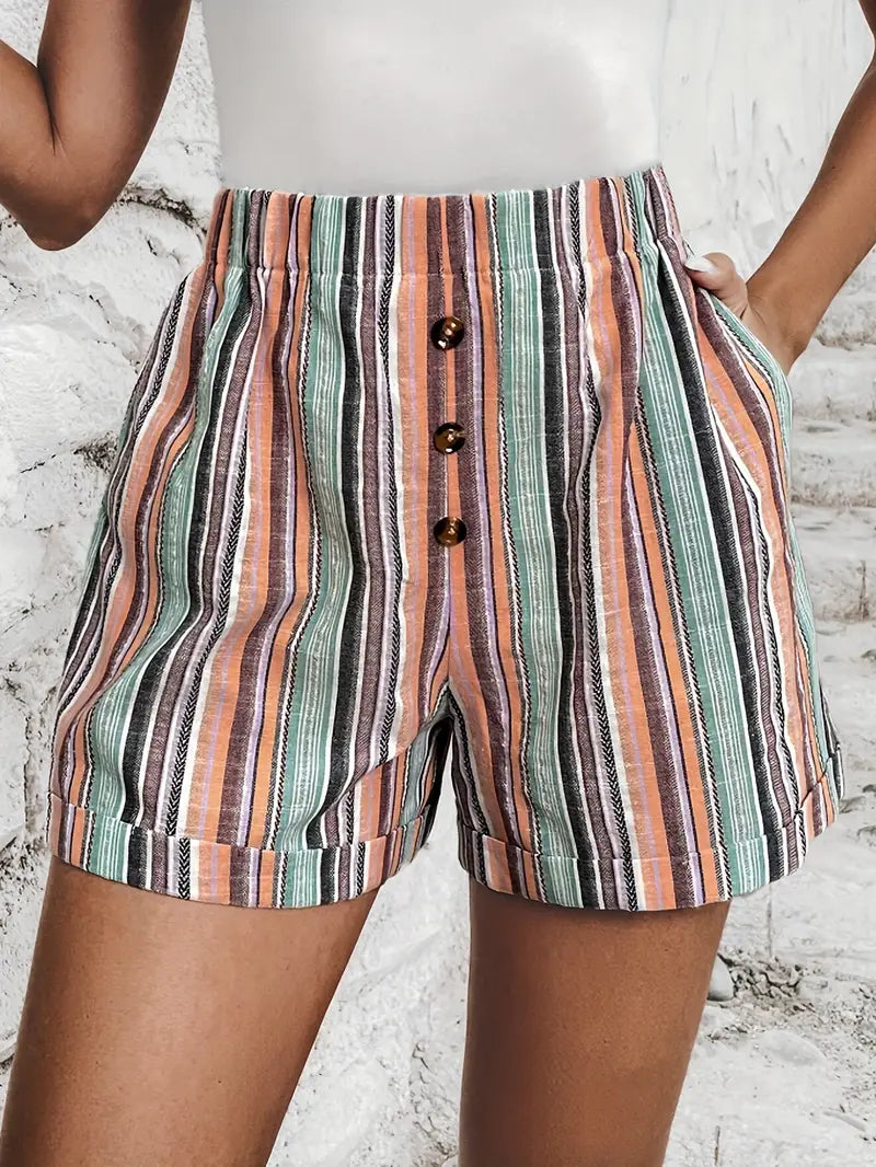 Maggie - High waist shorts met contrasterende strepen