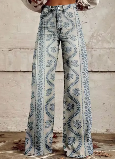 Anzhela - Wijde broek met kleurrijke print