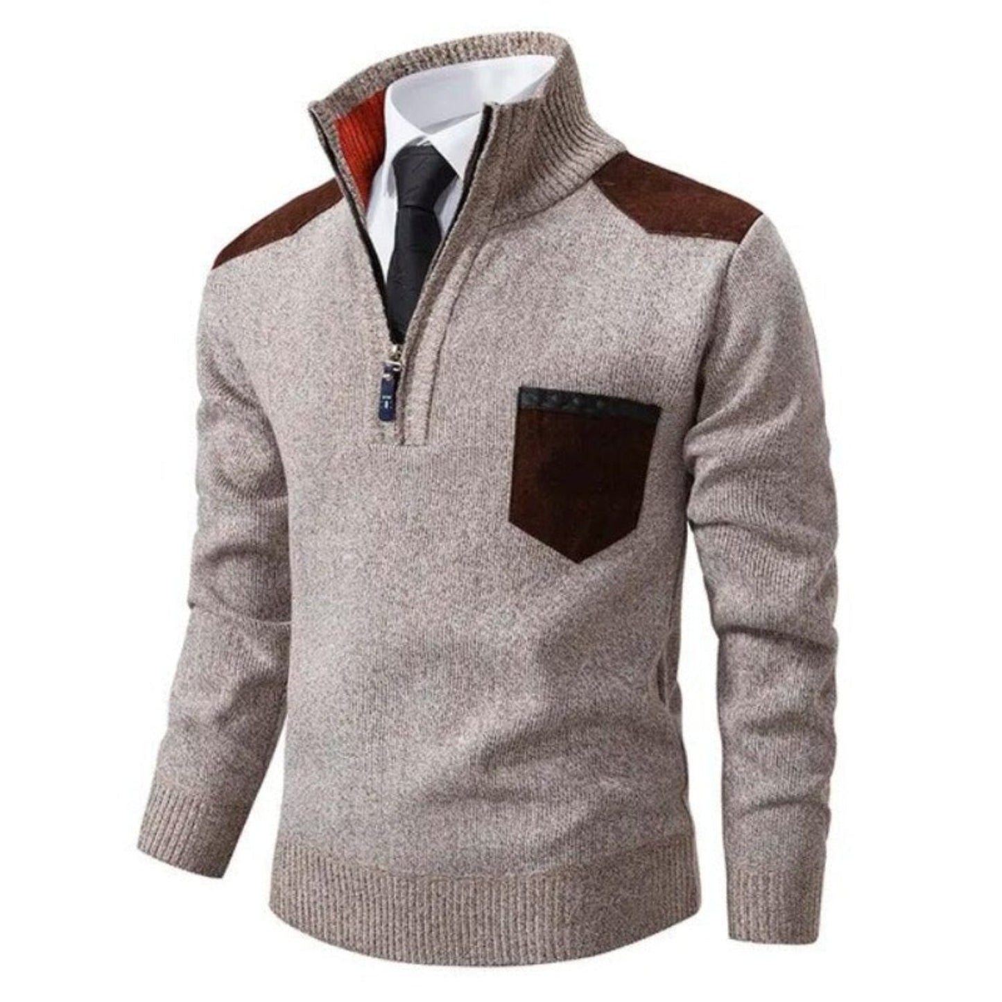 Mason - Heren Pullover Met Halve Rits