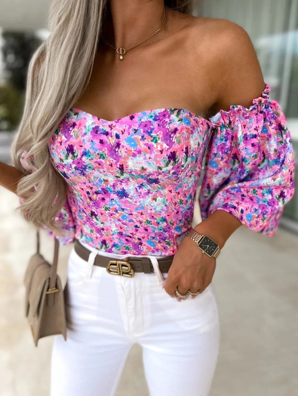 Callie - Off-the-shoulder bloemenblouses