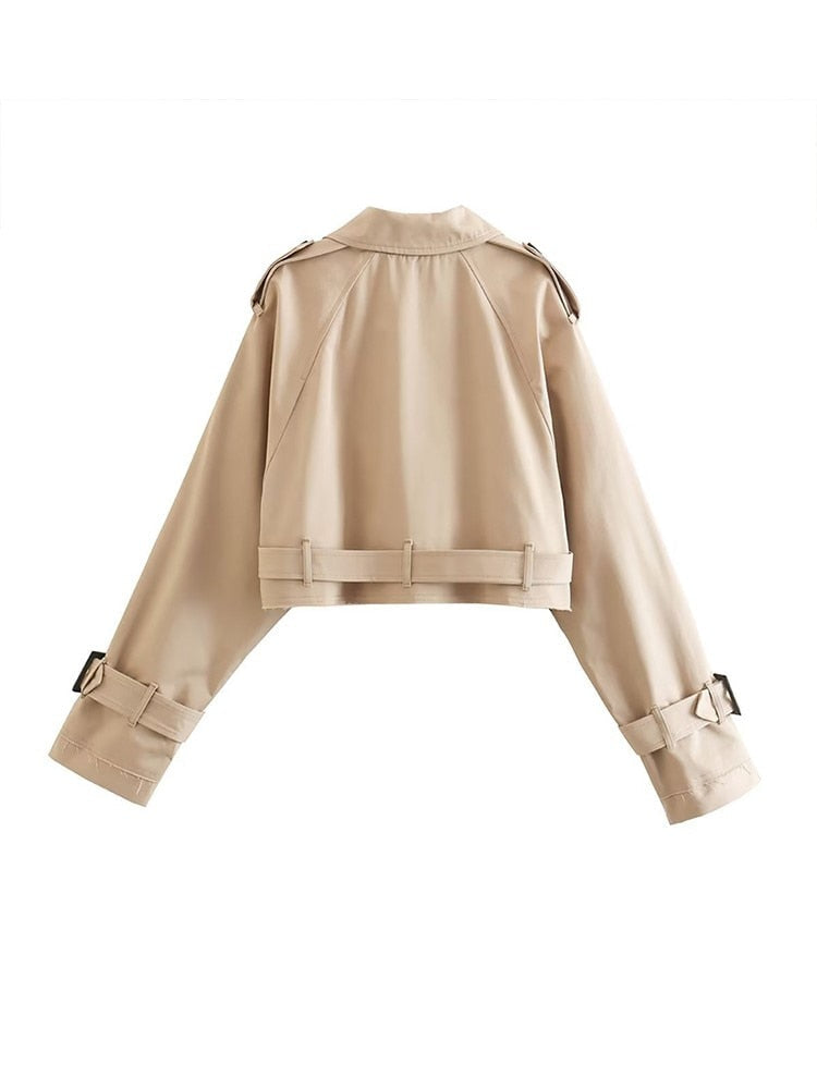 Korte trenchcoat beige