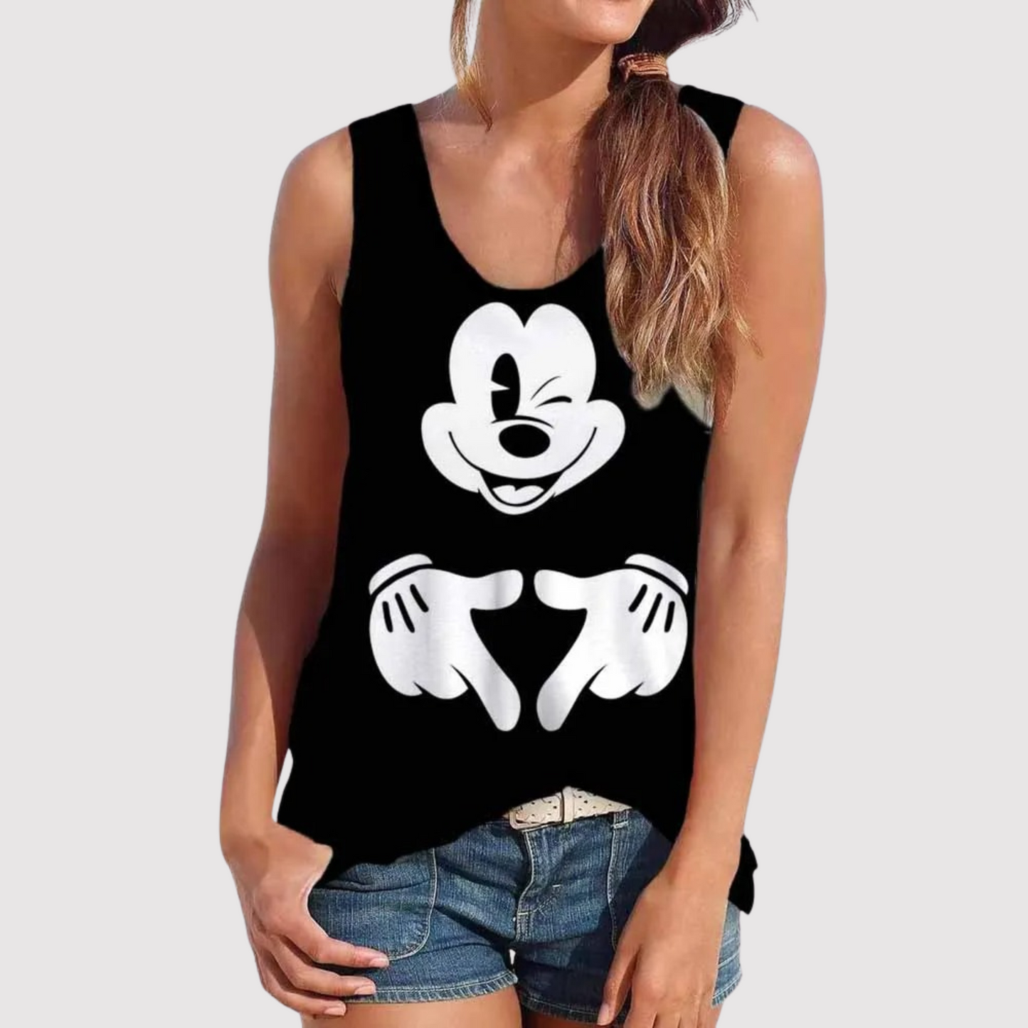 Katherine - Disney top met Mickey Mouse-print