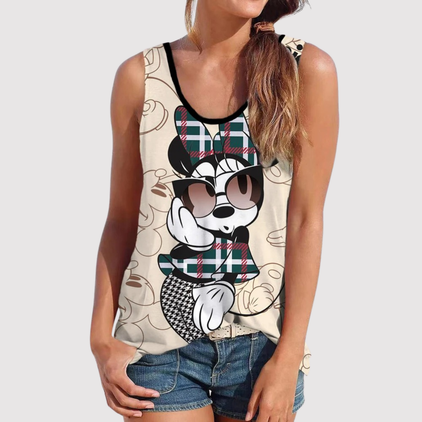 Katherine - Disney top met Mickey Mouse-print