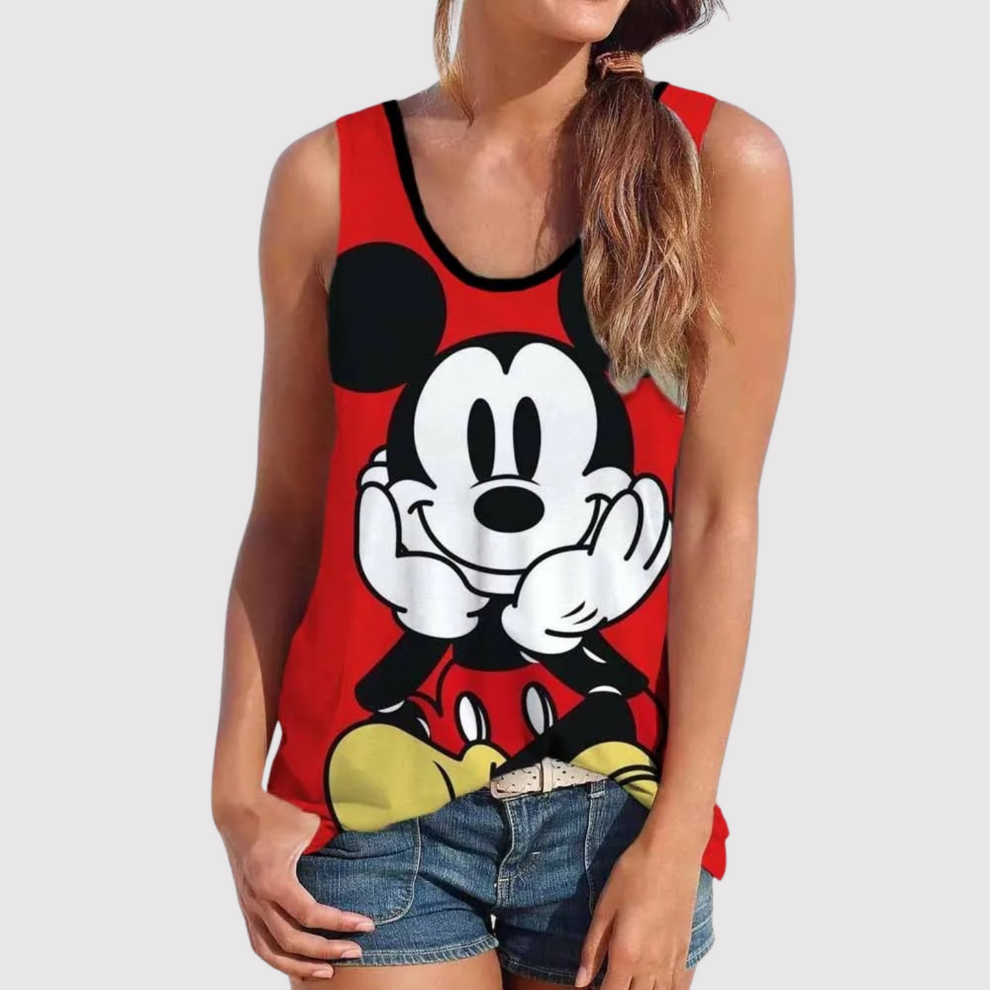 Katherine - Disney top met Mickey Mouse-print