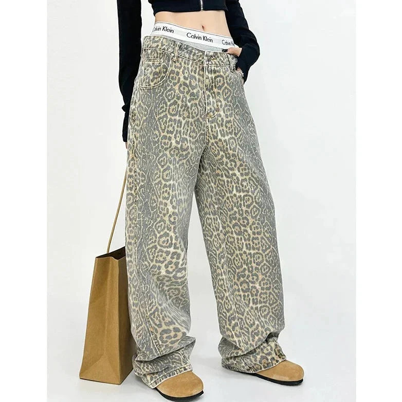 Gilda - Retro broek met luipaardprint