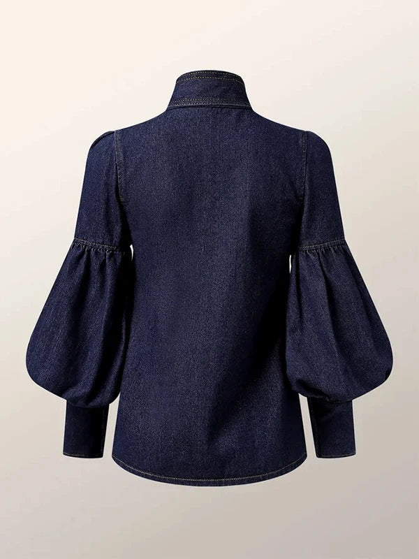 Adah - Denim blouses met pofmouwen