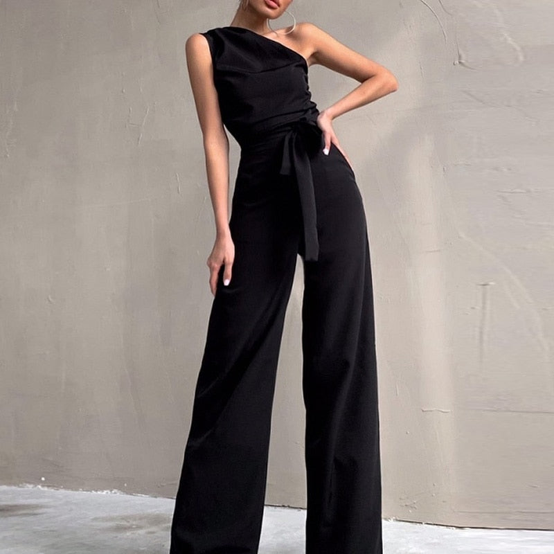 One shoulder jumpsuit