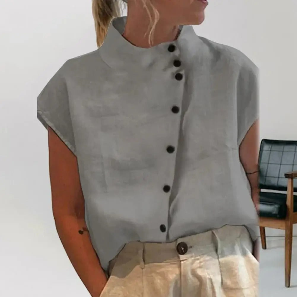 Evelyn - Blouse met diagonale knopen